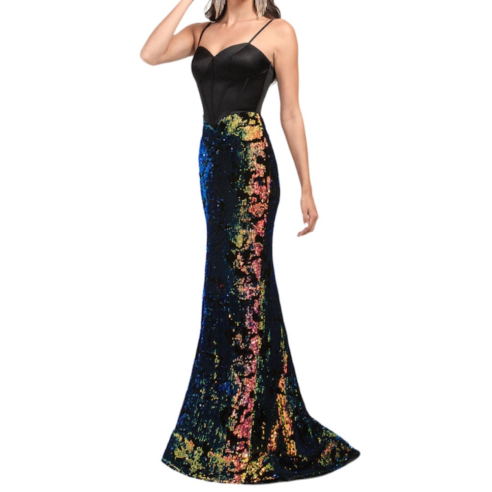 Val Stefani Black Long Sequin Dress Size 10